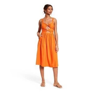 Fe Noel Dresses | Double Cutout Orange Linen Blend Dress Target x Fe Noel Collaboration | Color: Orange | Size: M | Mschantel2'S Closet